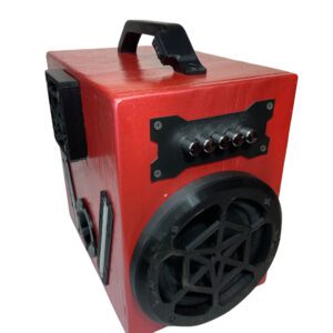 red wooden speakerbox in justus gadgets